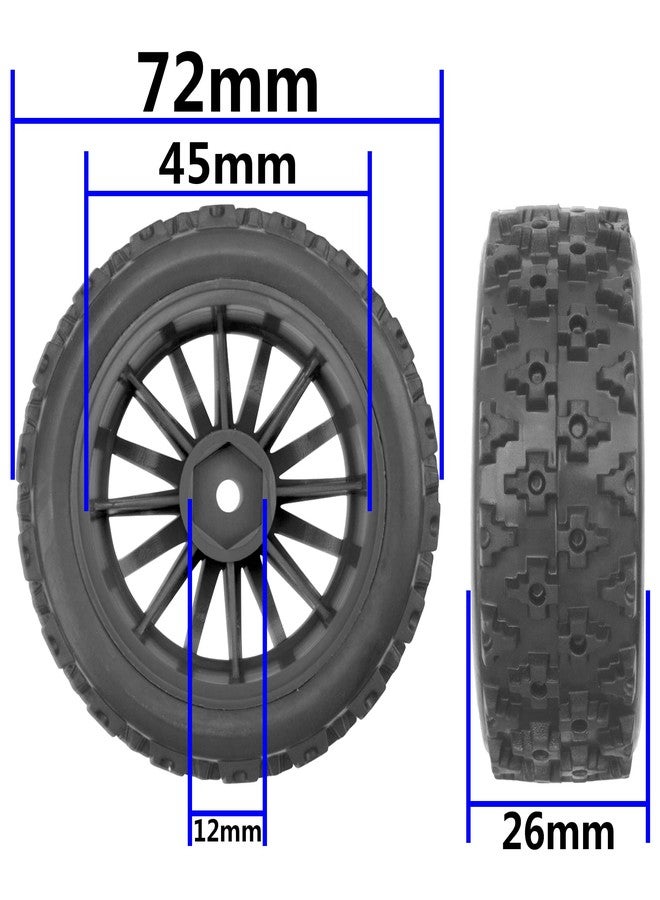 Vgoohobby 4Pack Vgoohobby OD2.83in 1/10 On Road Rubber Tires w/Nylon Wheel Rims 12mm Hex Compatible with HSP HPI Redcat Tamiya Traxxas 1/10 RC On Road Racing Touring Car (Black) - Image 4
